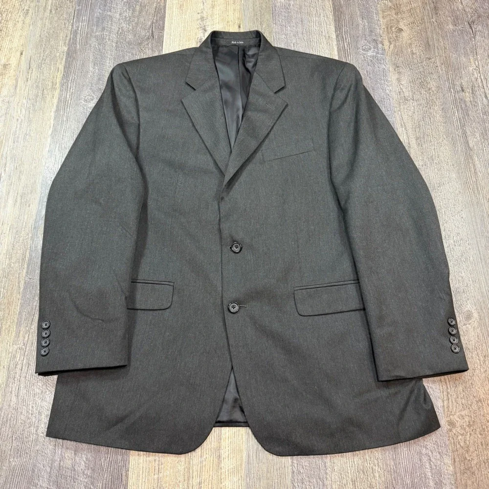 John Henry Blazer Mens 42 Charcoal Gray 2 Button Modern Sport Coat Jacket